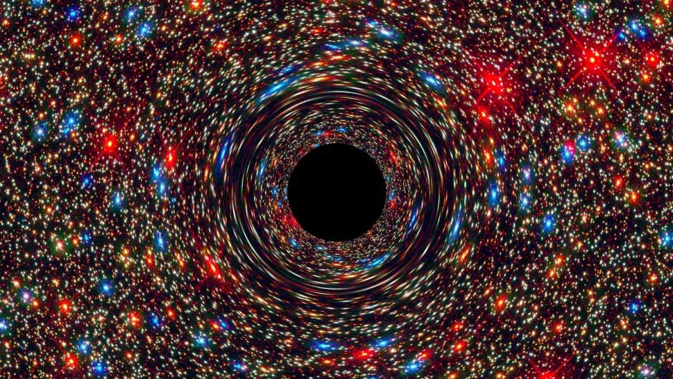 Uma simulação da NASA mostra um buraco negro supermassivo no centro de uma galáxia. As estrelas hipotéticas de Buchdahl podem ser como buracos negros em todos os aspectos, exceto por sua atração inevitável. (Crédito da imagem: NASA)