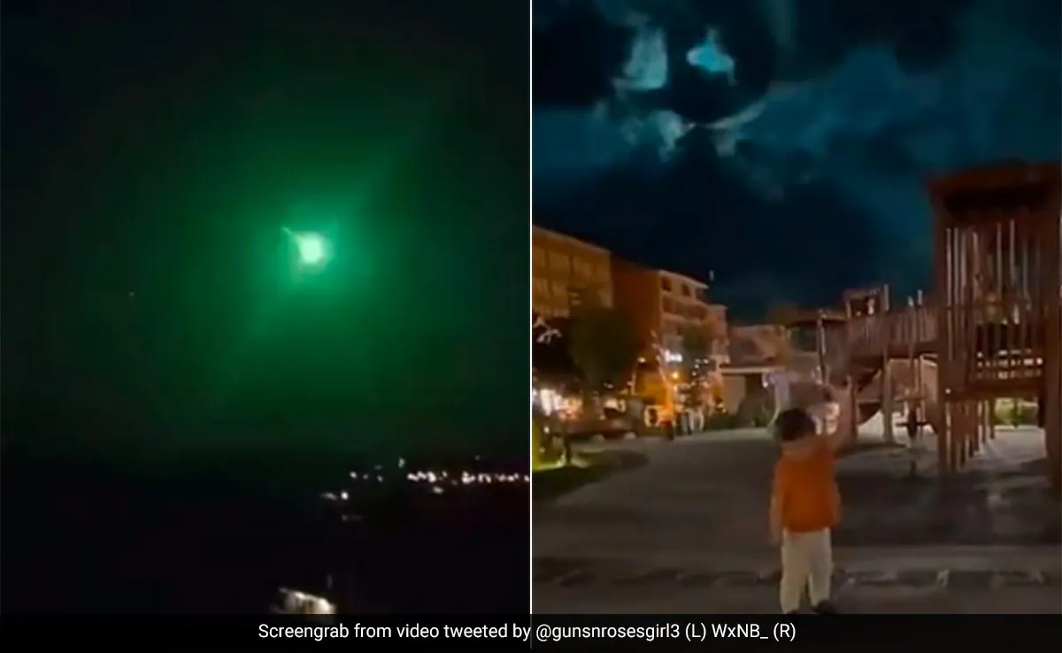 Meteoro ilumina o céu noturno na Turquia de verde