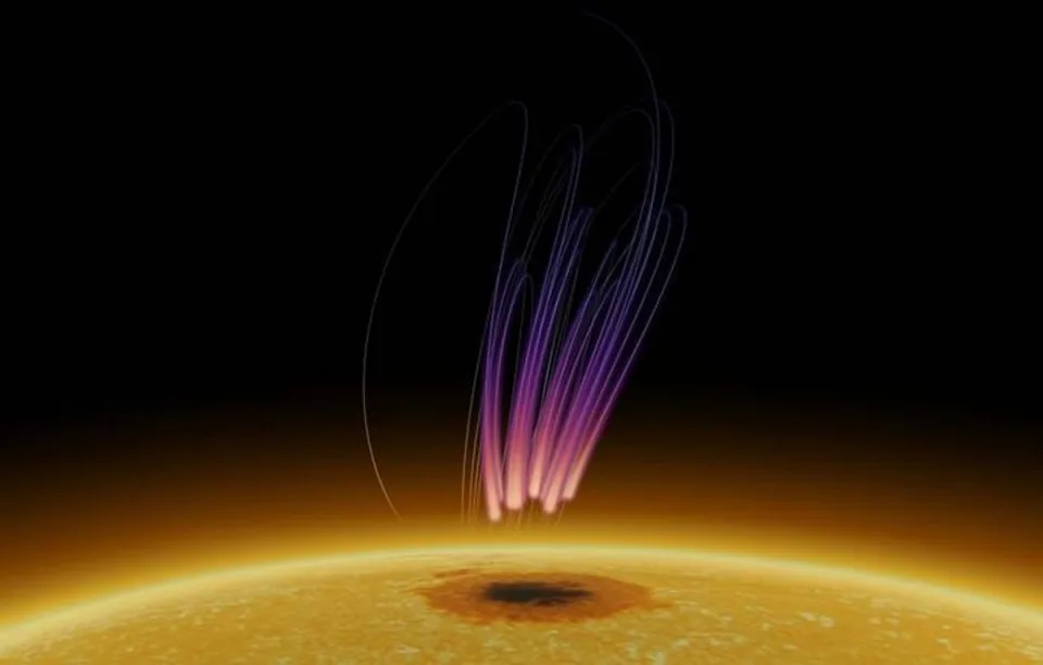 Emissões estranhas semelhantes às auroras vistas no Sol