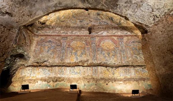 Mosaico romano encontrado perto do Coliseu