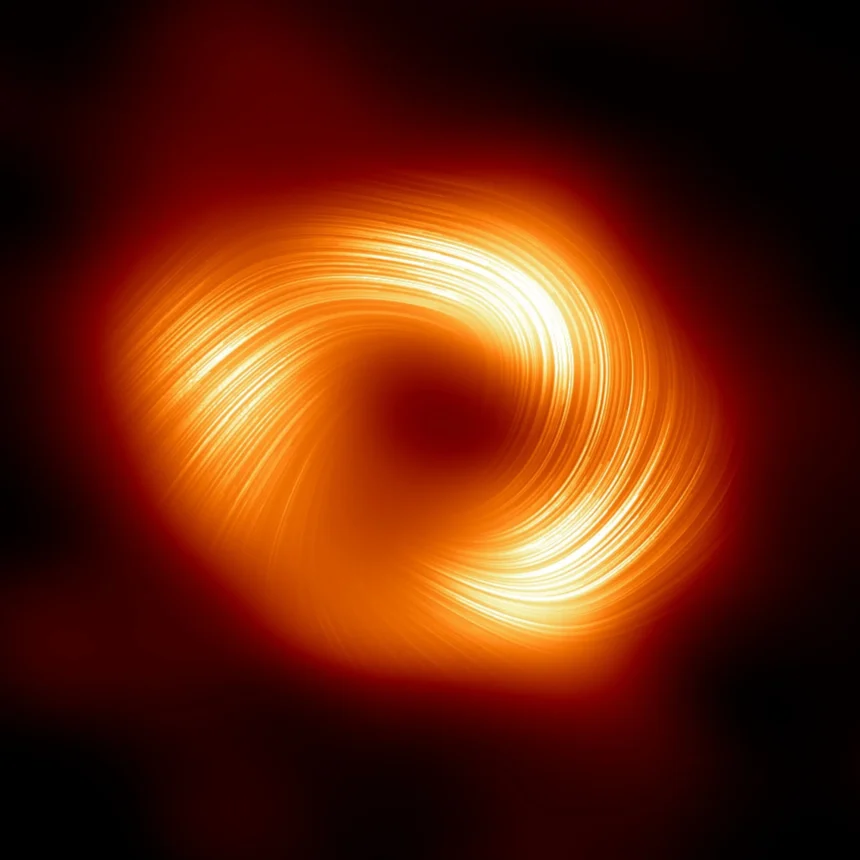 Campos magnéticos espirais detectados em Sagittarius A*.