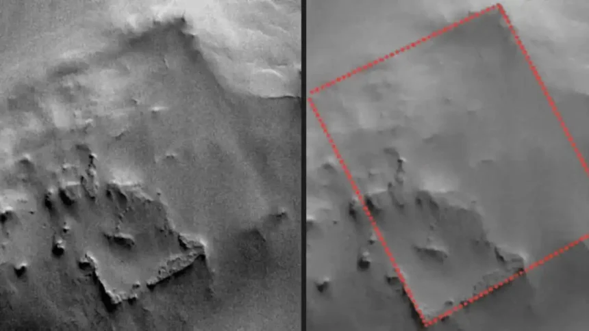 A misteriosa estrutura quadrada em Marte